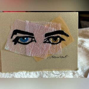 Hand painted David Bowie eyes greetings card
